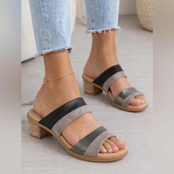Dansko | Shoes | Dansko Theresa Multistrap Slipon Sandal  Dansko Theresa Open Toe Leather Sandals in Black Gray Block Heel 39‎ US 9